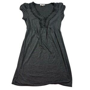 Corey P Maternity Women's S Charcoal Grey Knit Dress Tunic Short Sleeve V-Neck